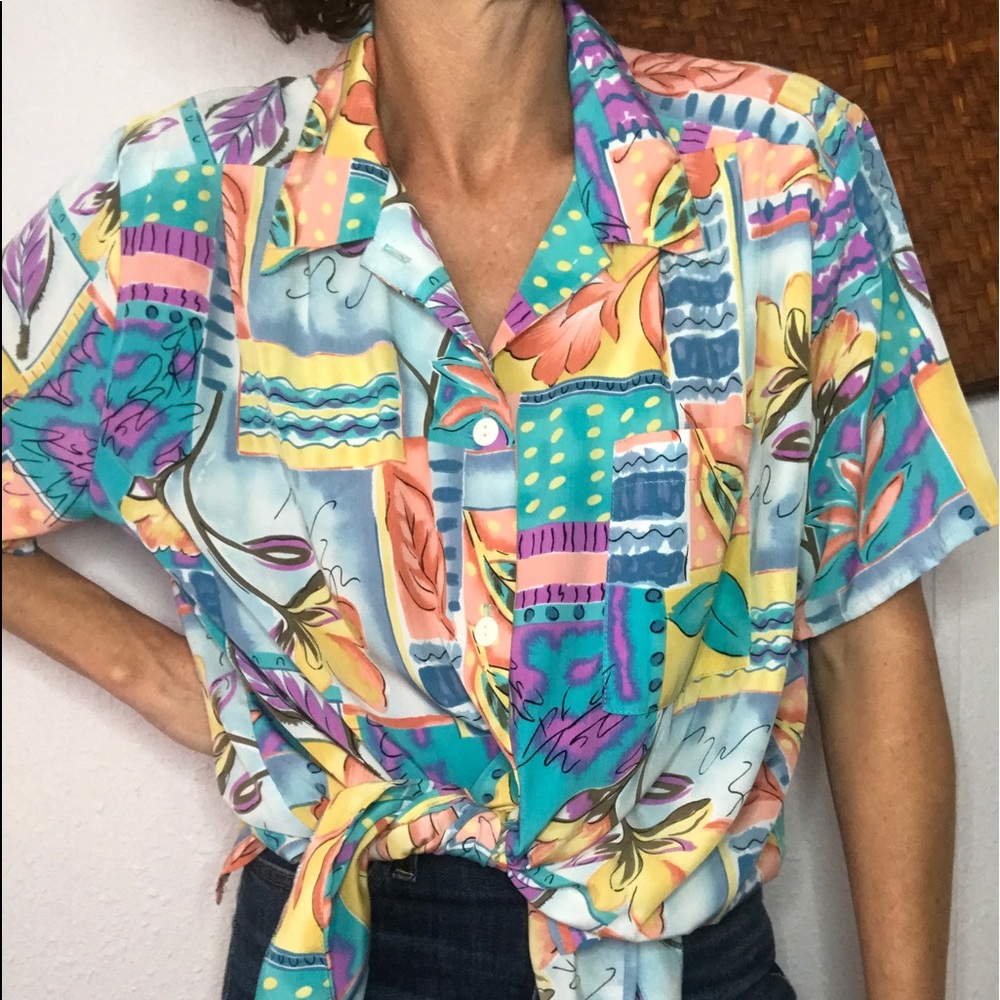 Vtg Polyester Statement Blouse - image 1